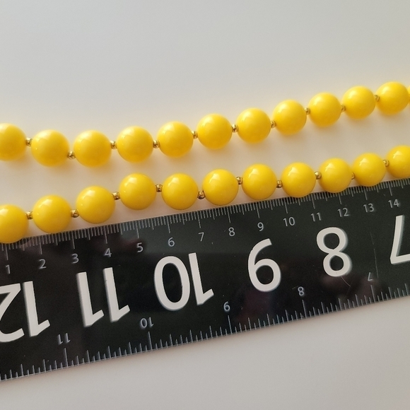 Vintage Yellow Necklace Ball Beads Necklace #585 - Picture 7 of 9